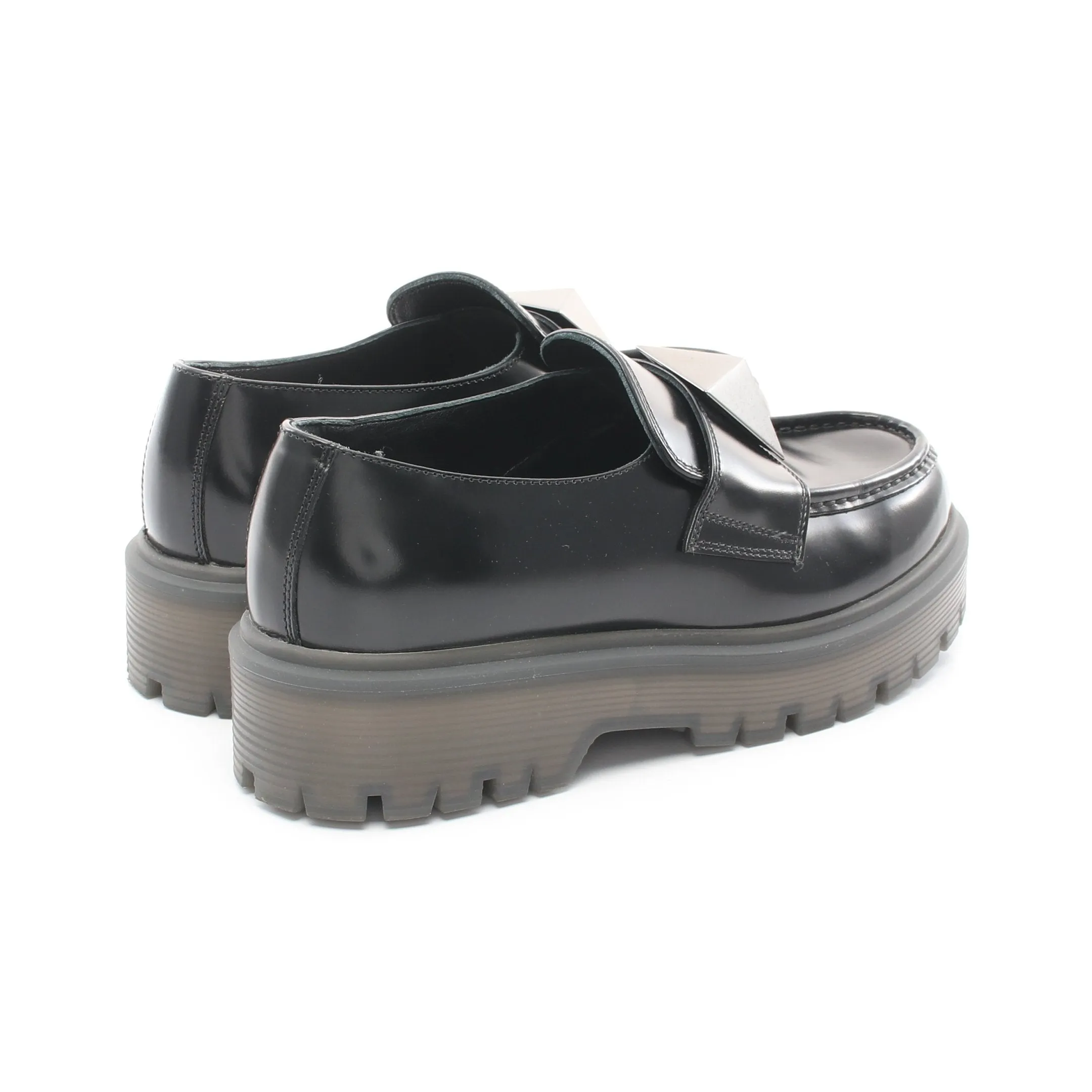 Rockstud Loafers Leather Black Platform