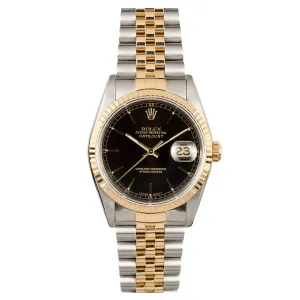 Rolex Steel and Gold Datejust #16233 Black Dial