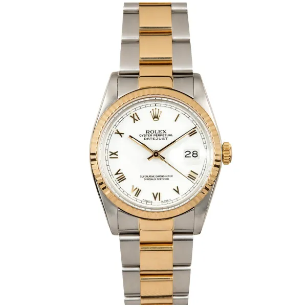 Rolex Steel and Gold Datejust #16233 White Roman Numeral Dial