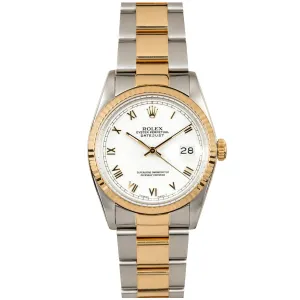 Rolex Steel and Gold Datejust #16233 White Roman Numeral Dial