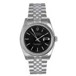 Rolex Steel and White Gold Datejust #16234 Black Dial