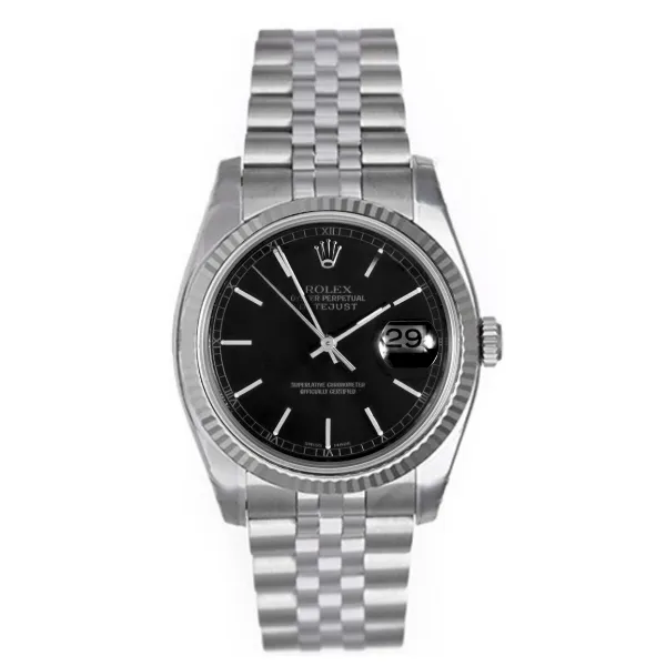 Rolex Steel and White Gold Datejust #16234 Black Dial