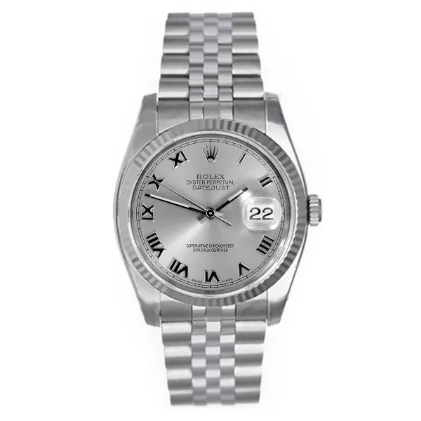 Rolex Steel and White Gold Datejust #16234 Silver Roman Numeral Dial