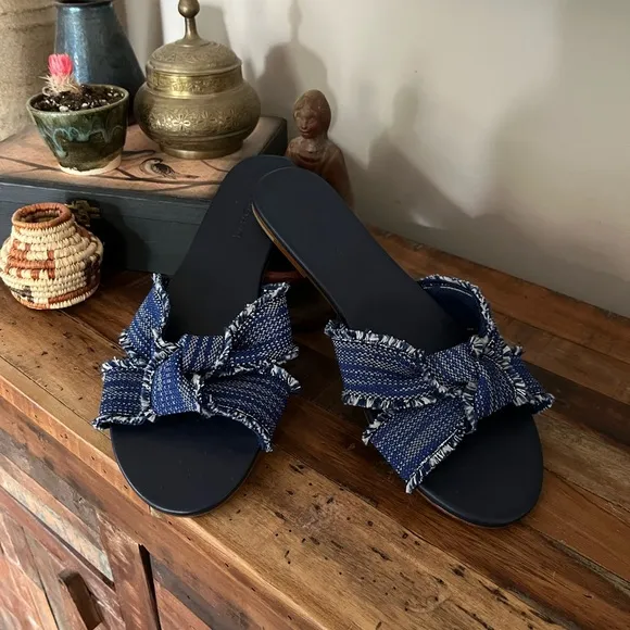 Rothy’s The Knot Frayed Sandals in Indigo