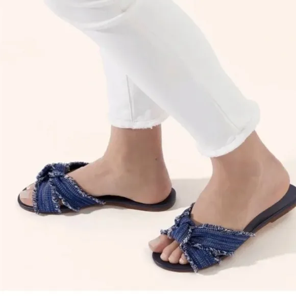 Rothy’s The Knot Frayed Sandals in Indigo