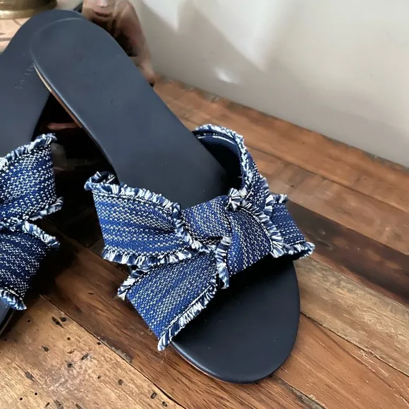Rothy’s The Knot Frayed Sandals in Indigo