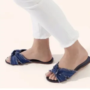 Rothy’s The Knot Frayed Sandals in Indigo