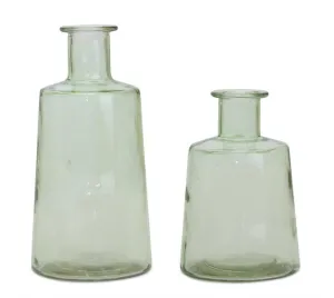 Sage Green Glass Bottle Vase (Set of 2)
