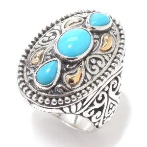 Samuel B. Sterling Silver and 18K Yellow Gold Turquoise Ring, Size 7 (96936)