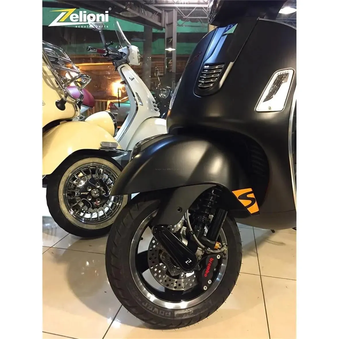 Shock Absorber ZELIONI Black Front | Vespa GTS/GTS Super 125-300cc ('14-'16)