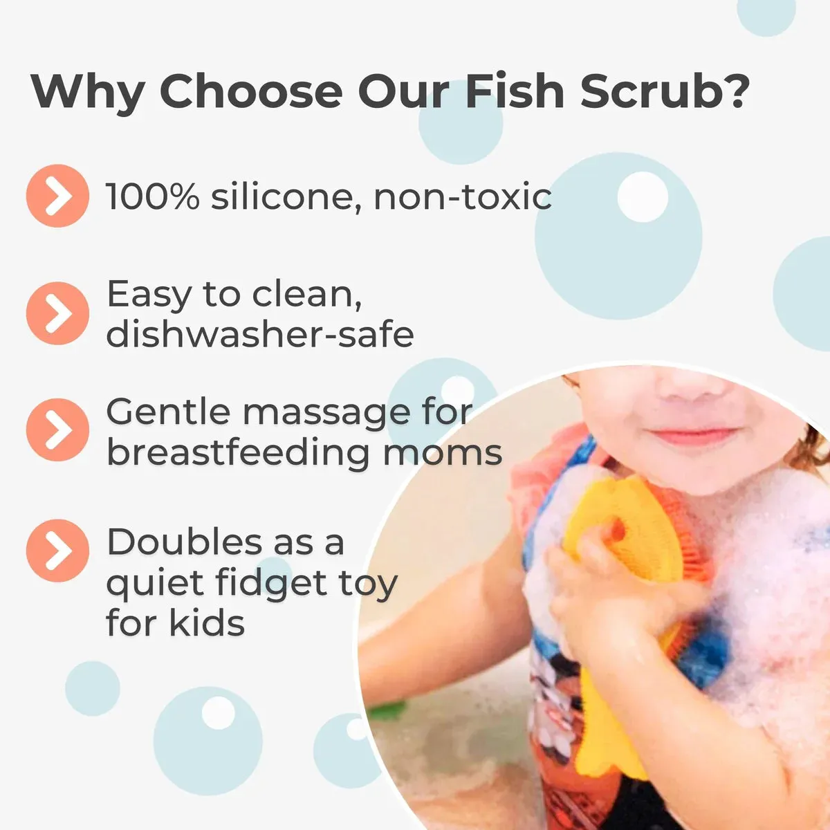 Silicone Fish Bath Scrub, Blue