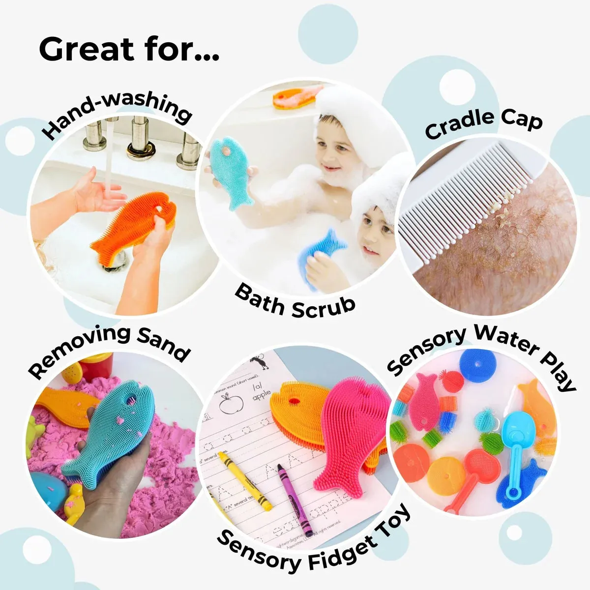 Silicone Fish Bath Scrub, Blue