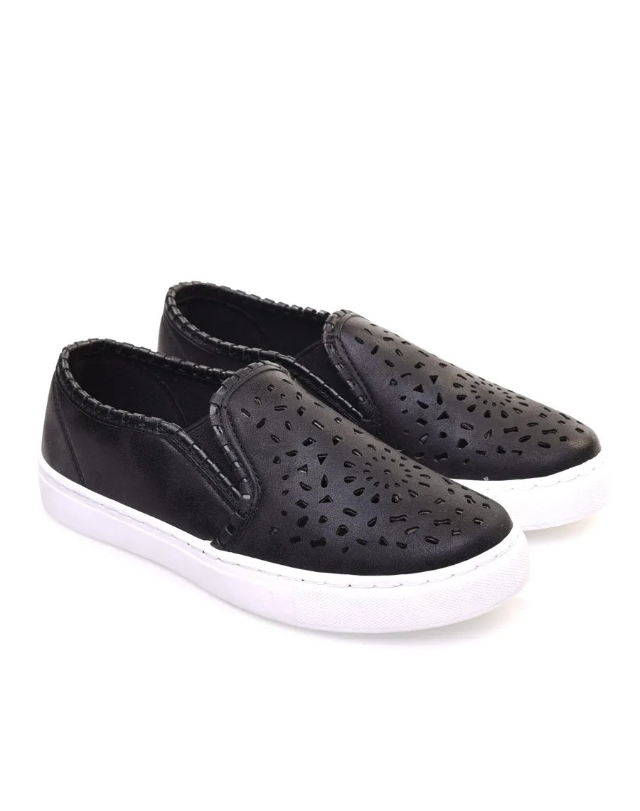 Slippers noirs à motifs ajourés