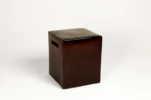 Square Ceramic Garden Stool Brown