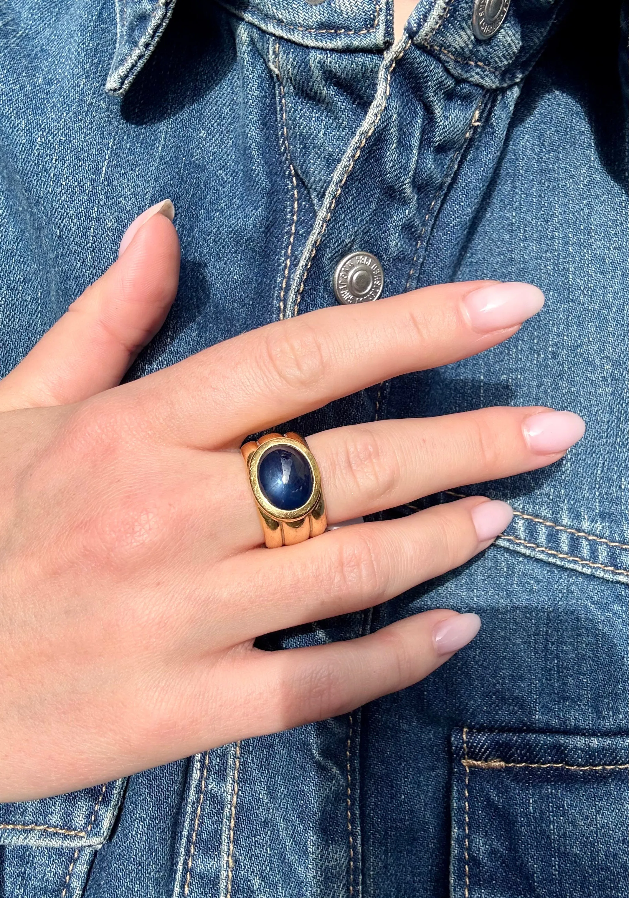 Star Blue Sapphire Ring, 18k