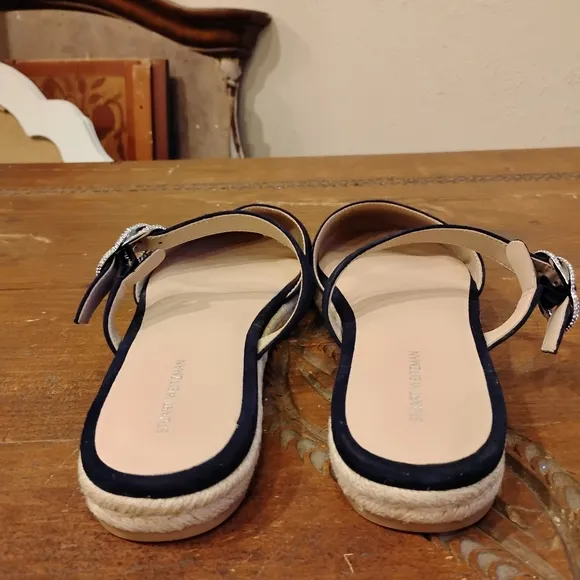 Stuart Weitzman NWOT Crystal Buckle Espadrille Mule Blue Size 10B