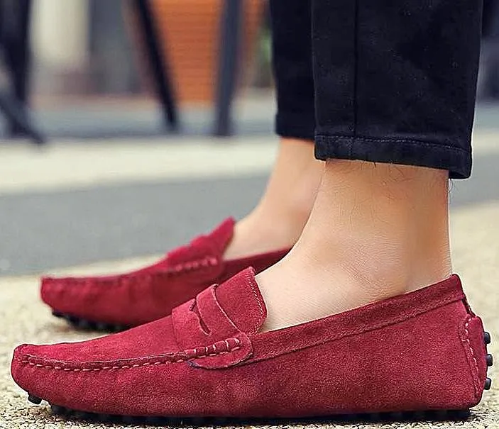Style Soft Moccasins Men Loafers High Genuine Leather Shoes Men Flats Gommino Driving Shoes