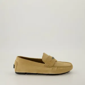 Suede Moccasins with Medusa Detail