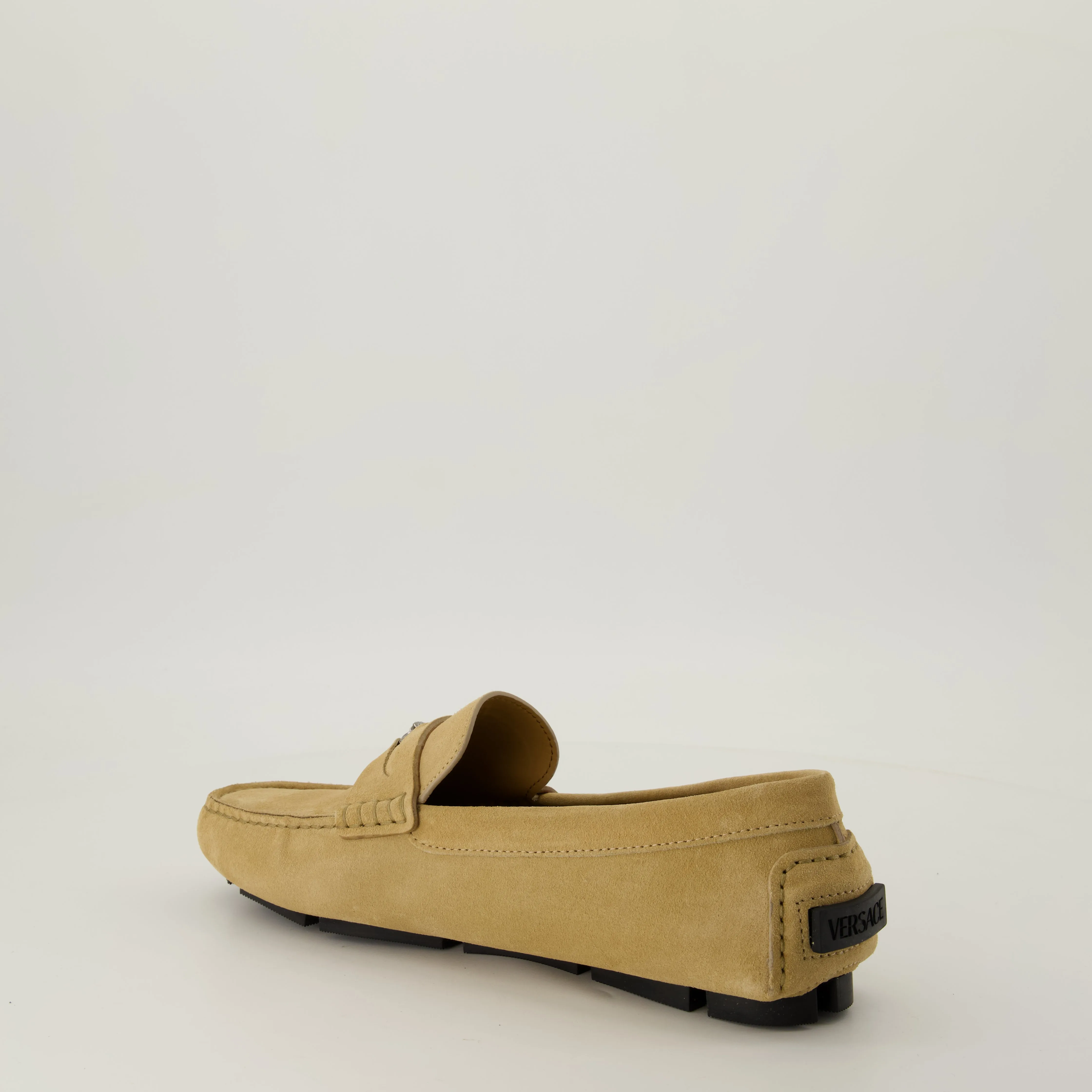 Suede Moccasins with Medusa Detail