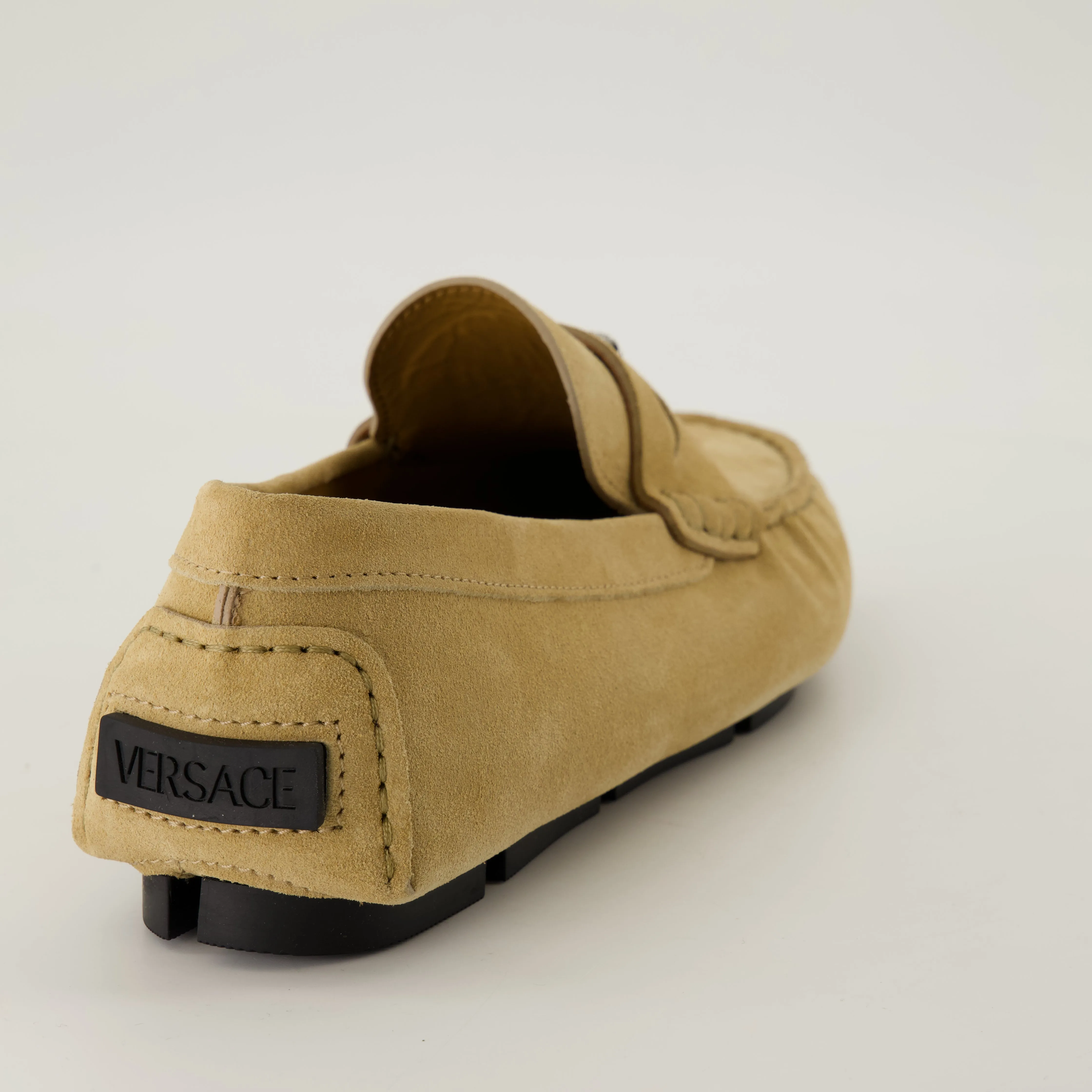 Suede Moccasins with Medusa Detail