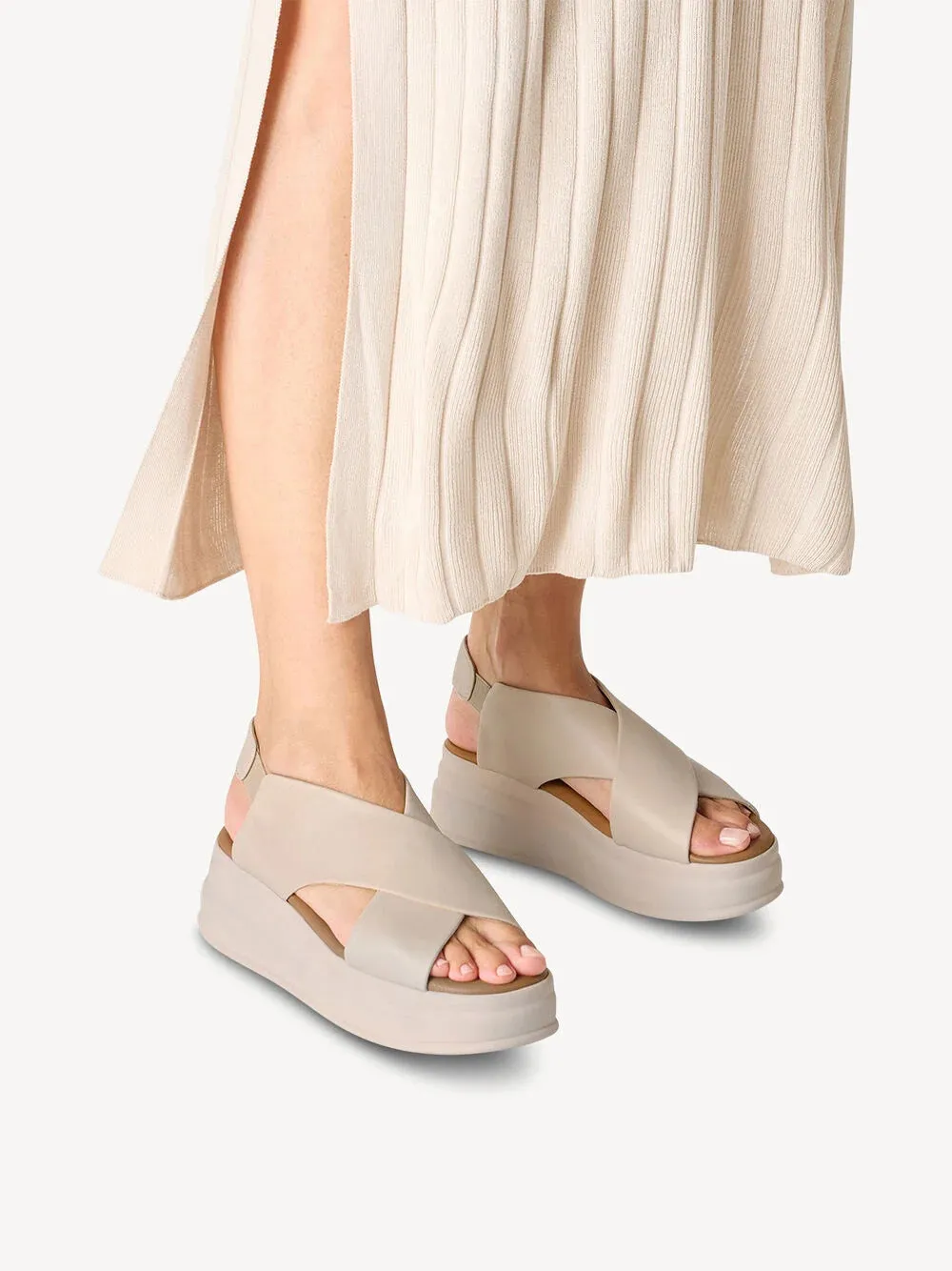 Tamaris - 28303 Cream Wedge Sandal