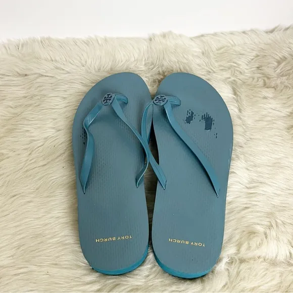 Tory Burch Brisk Blue Low Platform Flip Flop Size 9