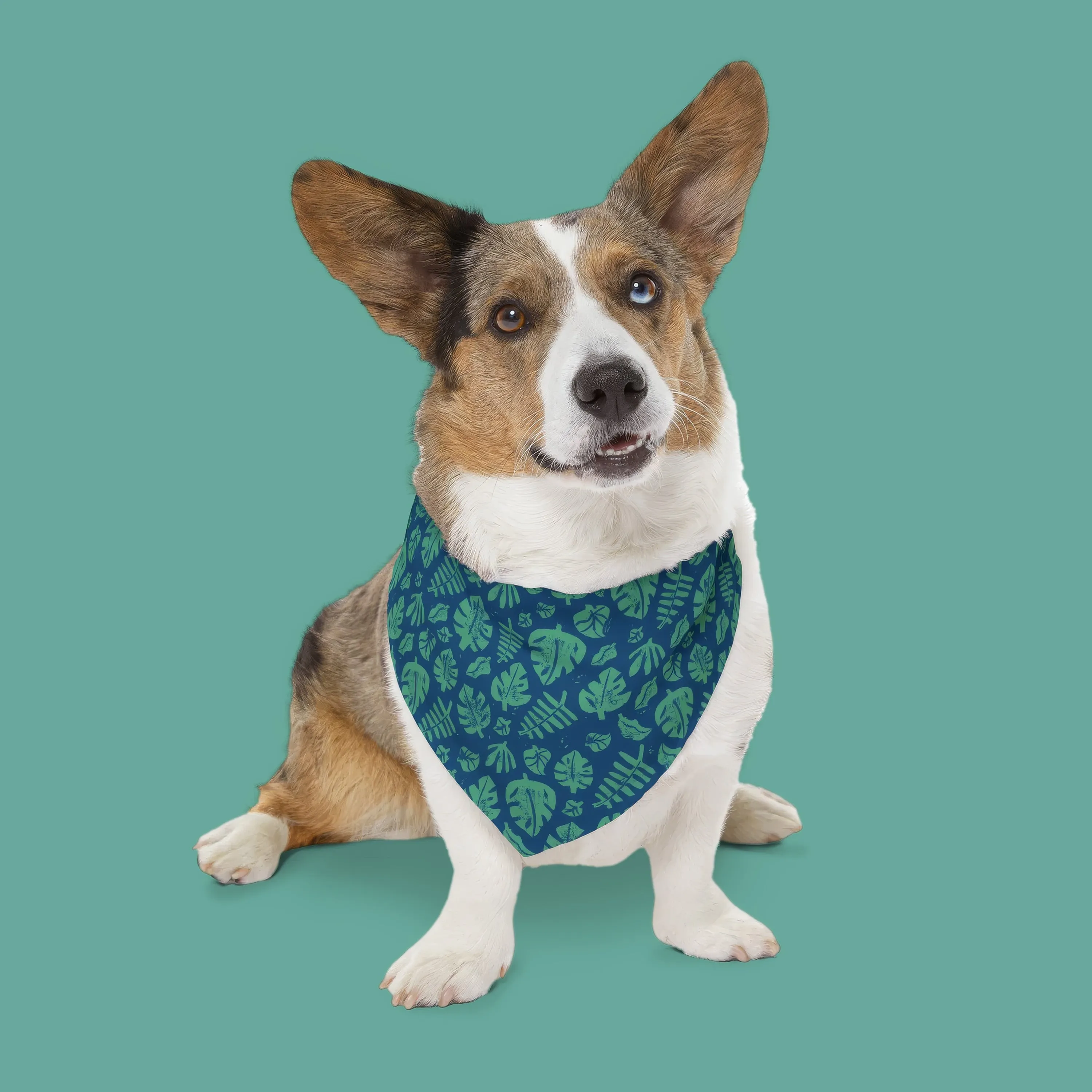 Tropical Block Print Dog Bandana Collar