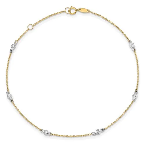 Two Tone Bezel Anklet Bracelet (14K)