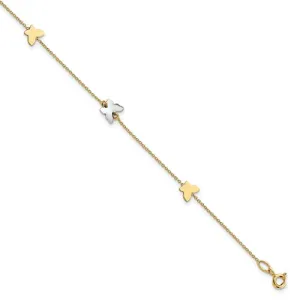 Two Tone Butterfly Anklet Bracelet (14K)