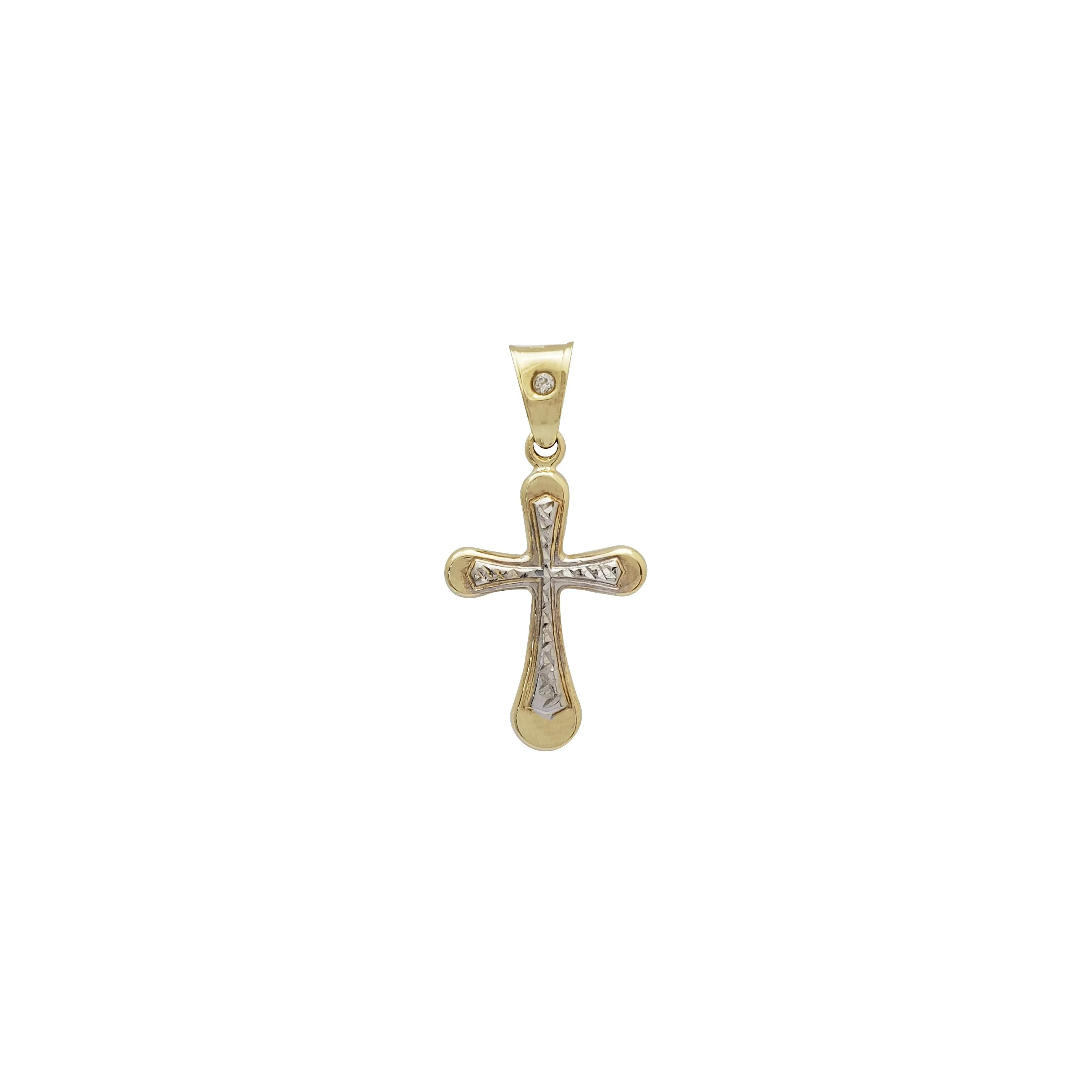 Two-Tone Cross Pendant (14K)