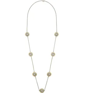 TWO TONE CRYSTAL MARCASITE FINISH 36 INCH LONG REVERSIBLE NECKLACE #62990NK-36(FE17)