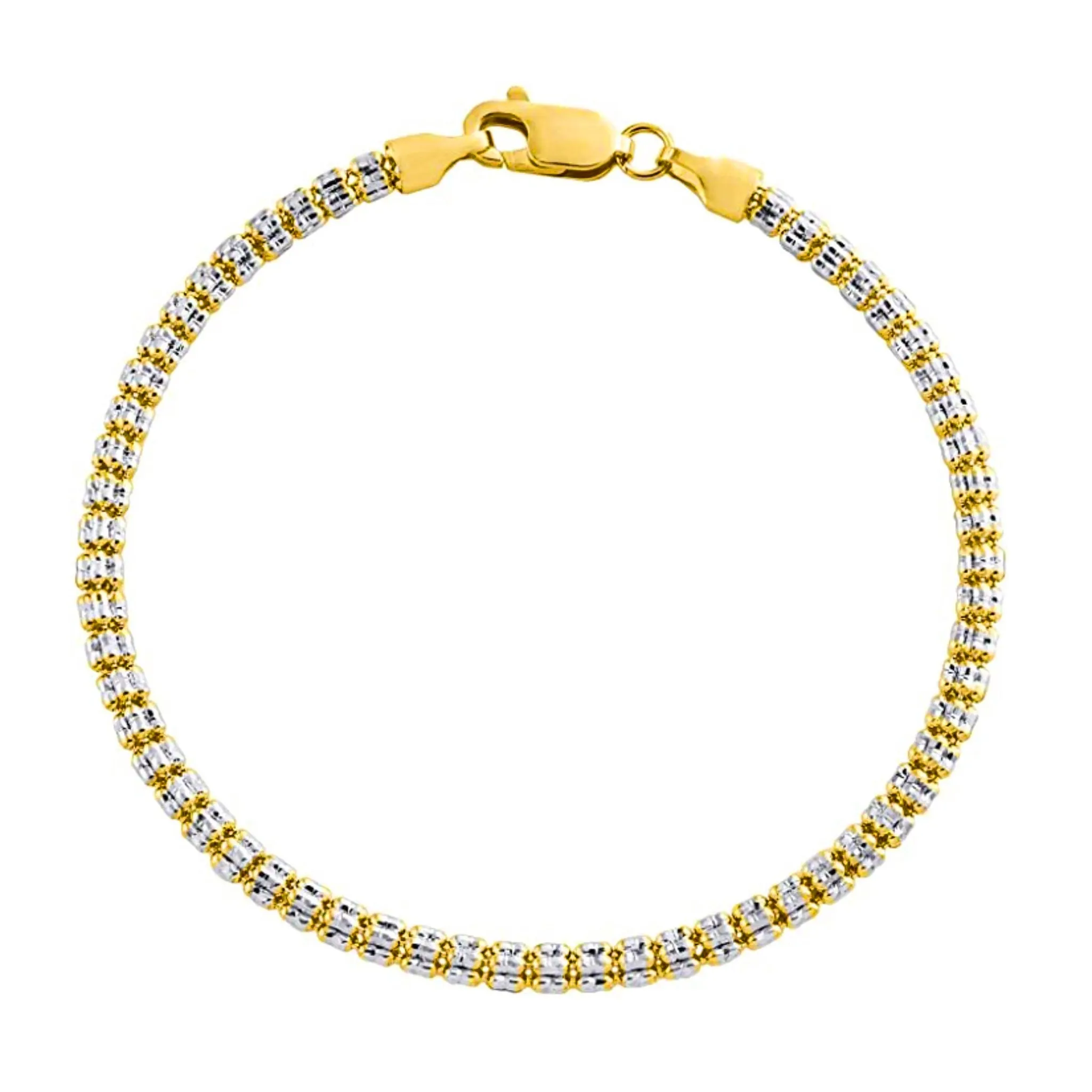Two-Tone Round Ice Bracelet (10K)