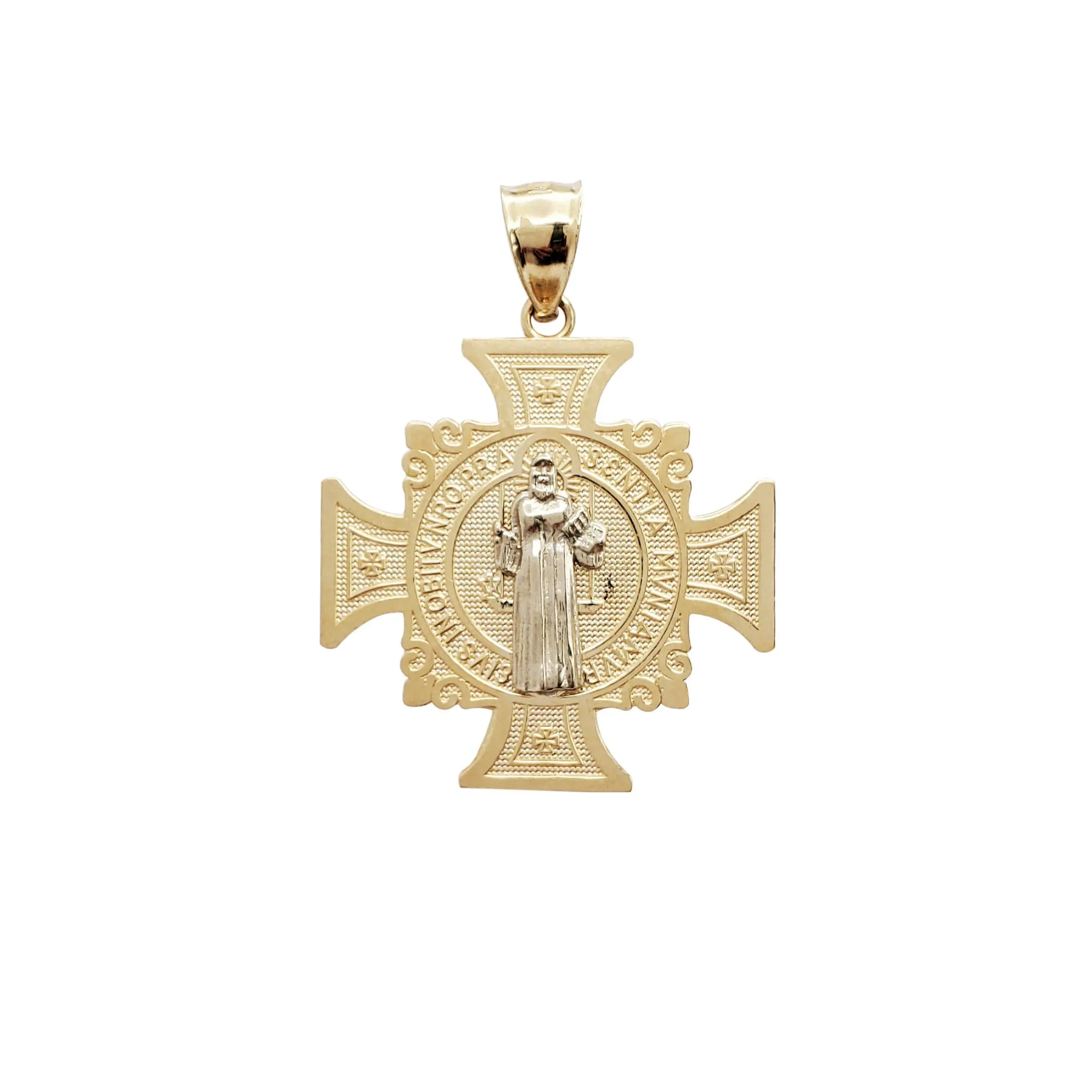 Two-Tone Saint Benedict Cross Pendant (14K)
