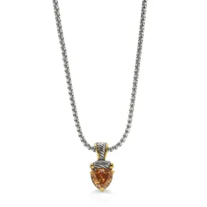 TWO TONE TOPAZ CRYSTAL PENDANT NECKLACE #4112EH-LT.TOPAZ(FD6)