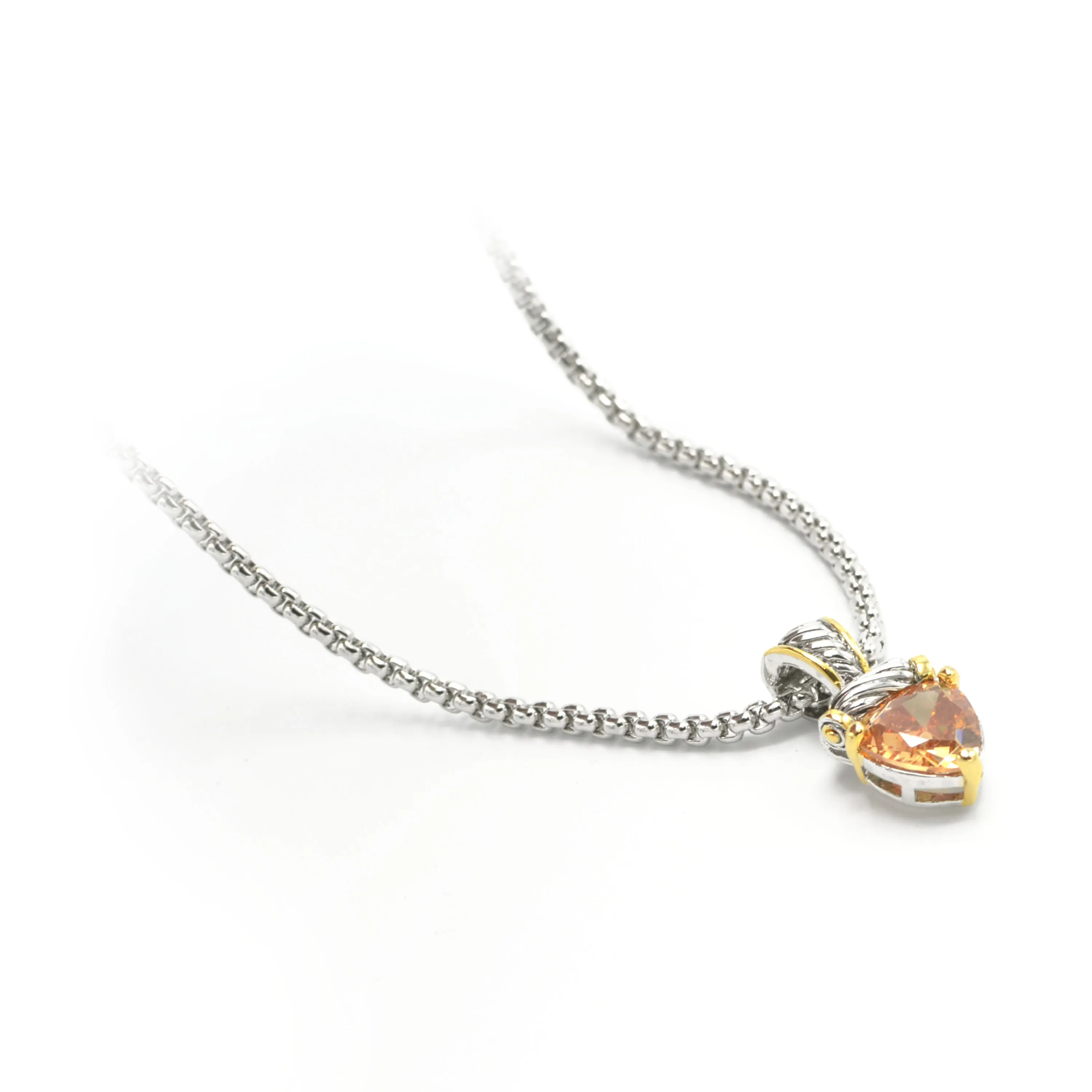 TWO TONE TOPAZ CRYSTAL PENDANT NECKLACE #4112EH-LT.TOPAZ(FD6)