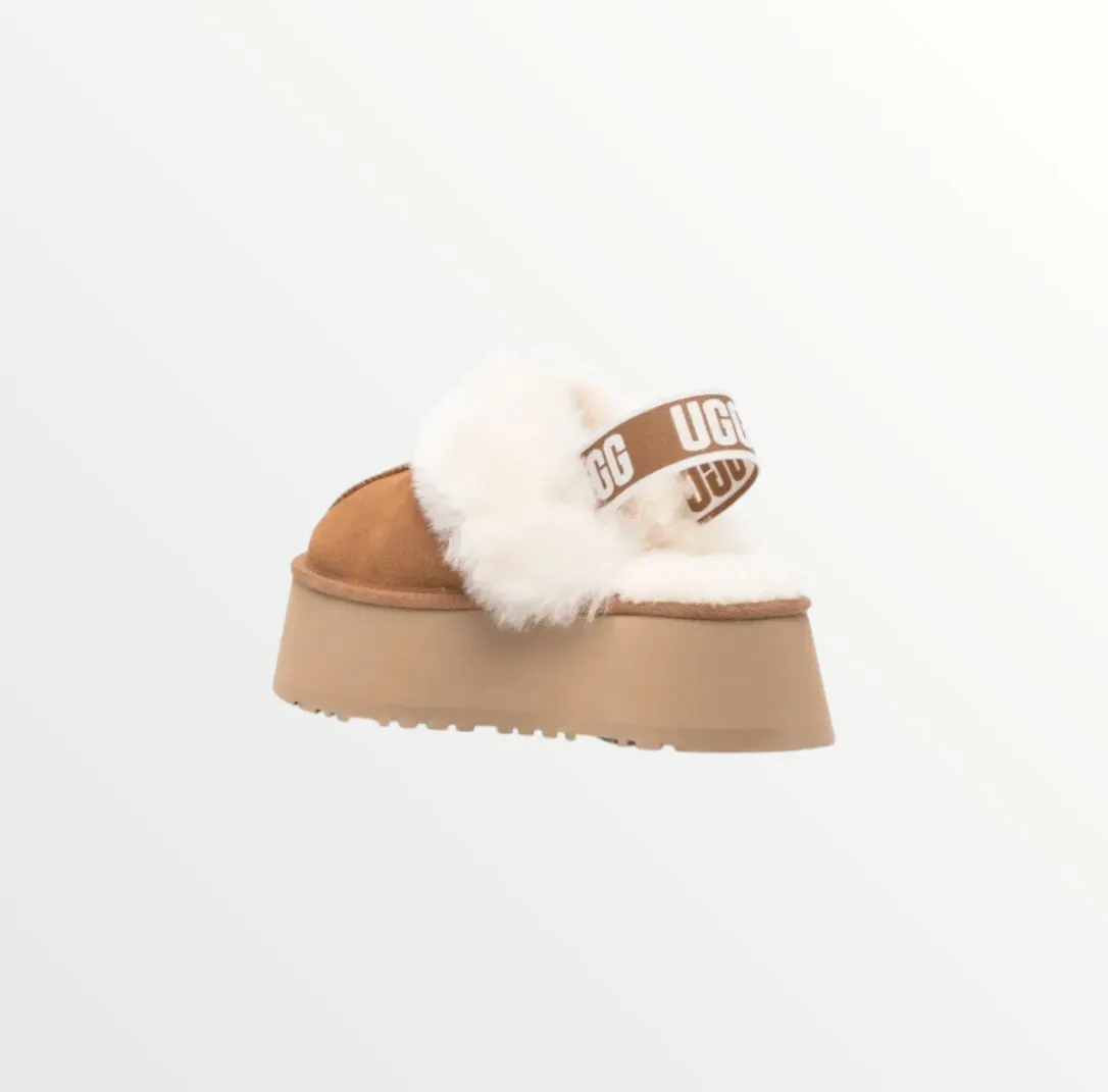 ugg funkette 60mm suede sling back chestnut slippers