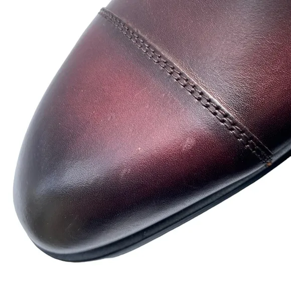 VITTORIO RUSSO 9.5 Irvin Cap Toe Leather Oxford BORDEAUX