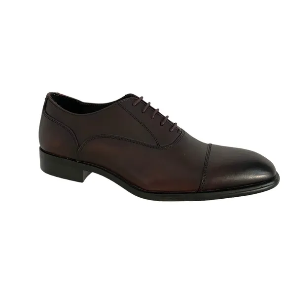 VITTORIO RUSSO 9.5 Irvin Cap Toe Leather Oxford BORDEAUX
