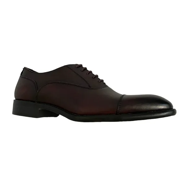 VITTORIO RUSSO 9.5 Irvin Cap Toe Leather Oxford BORDEAUX
