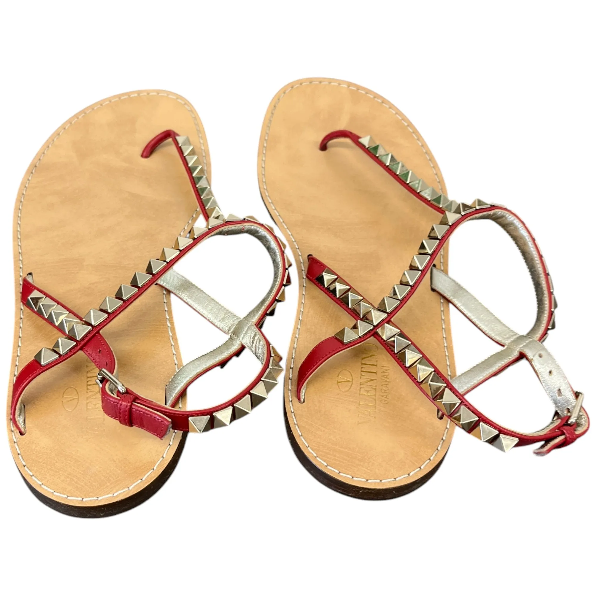 Women's Rockstud Sandals Red Size EU 38.5 / UK 5.5