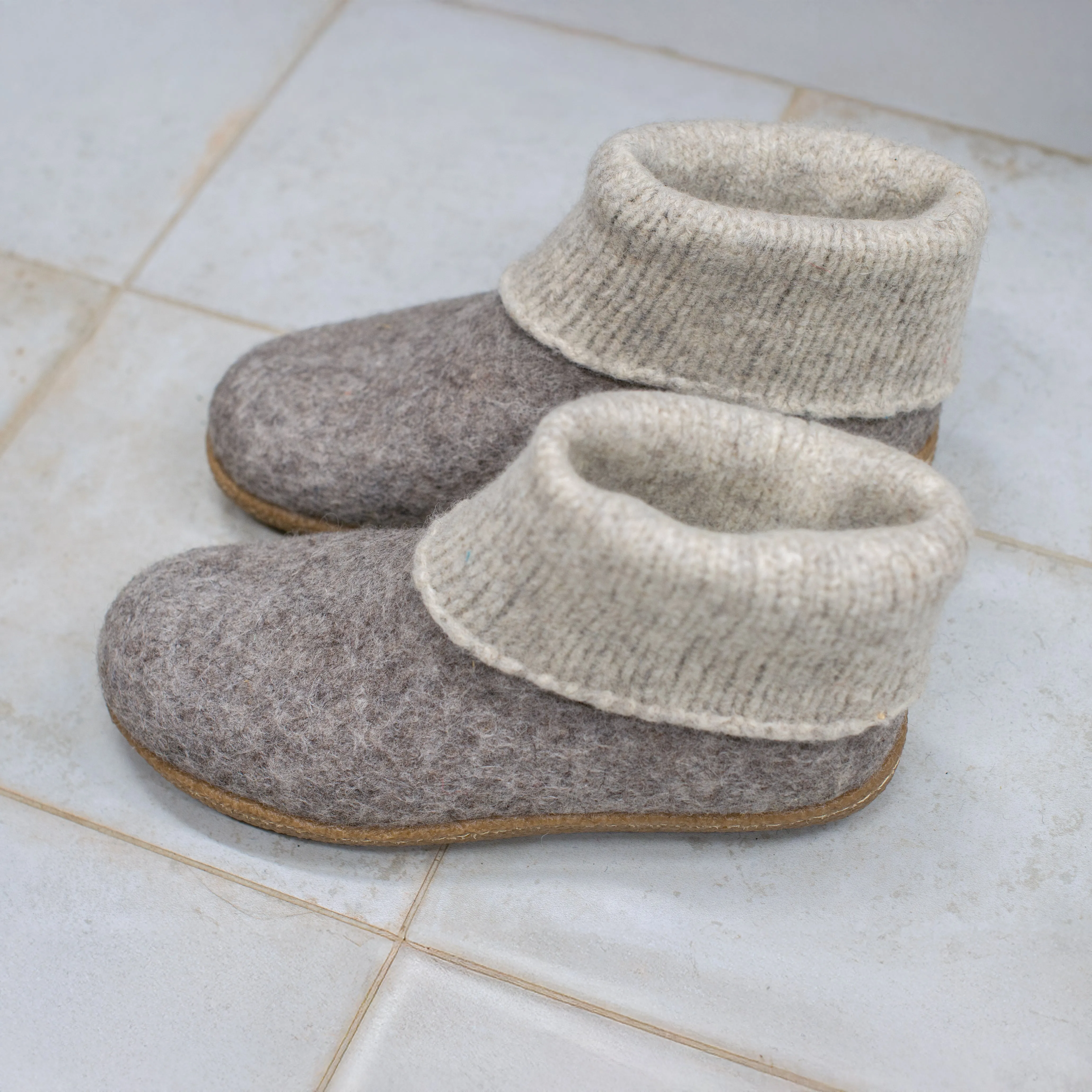 Women's WOOBOOTS Beige with Knitted Leg Warmers