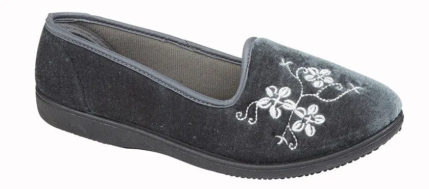 Zedzzz LS348F Womens Embroidered Tab Slipper